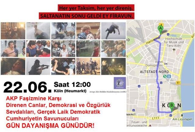 SOLIDARITÄTSKUNDGEBUNG IN KÖLN AM 22.06.2013 ZU DEN EREIGNISSEN RUND UM DEN GEZIPARK IN ISTANBUL